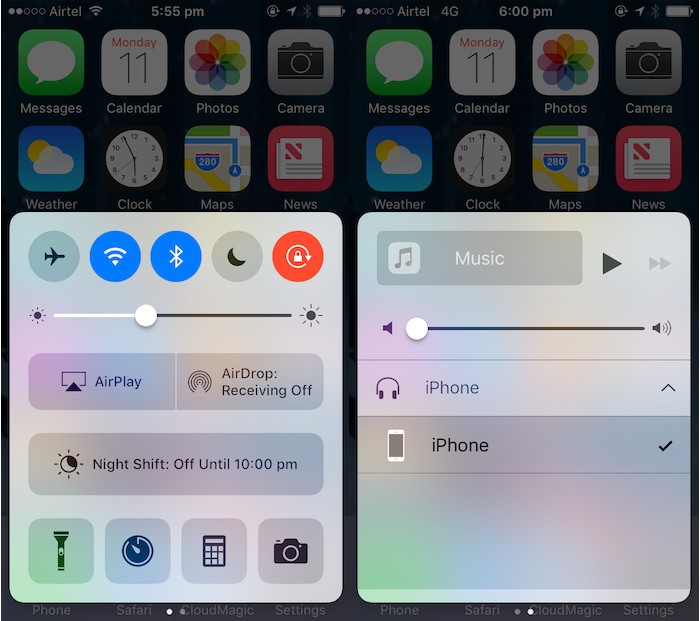 Trung tâm điều khiển iOS 10