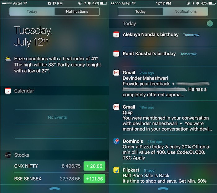 Trung tâm thông báo iOS 9