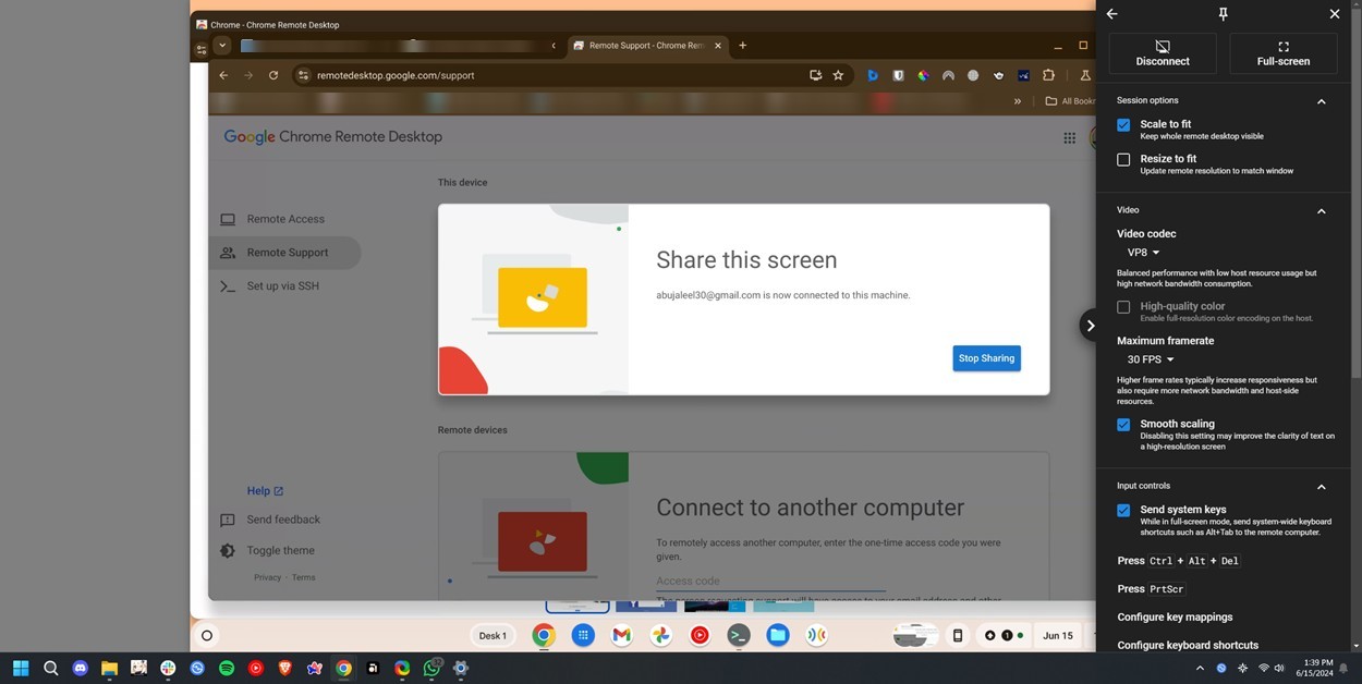 Truy cập màn hình Chromebook từ máy tính khác