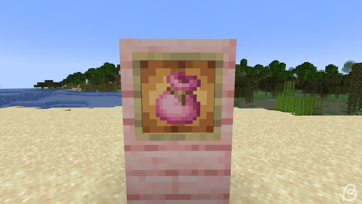 Túi đồ màu hồng trong khung vật phẩm Minecraft