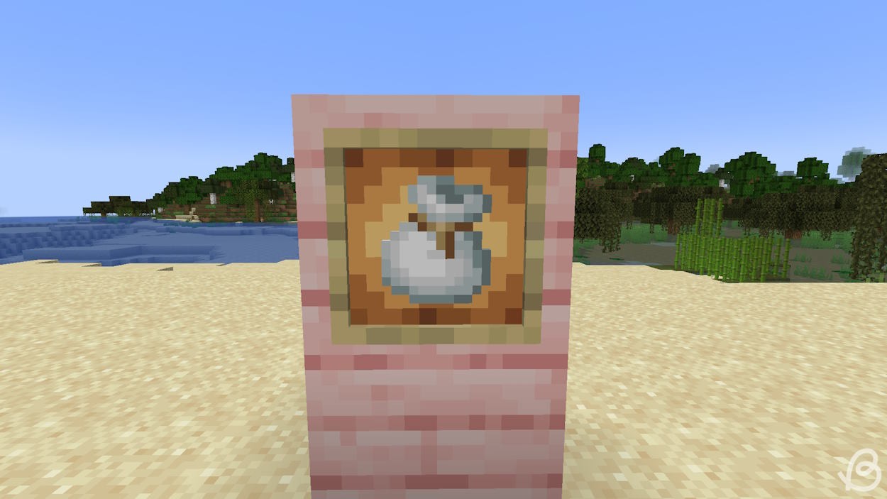 Túi đồ màu trắng trong khung vật phẩm Minecraft
