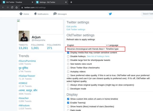 Tùy chỉnh Old Twitter