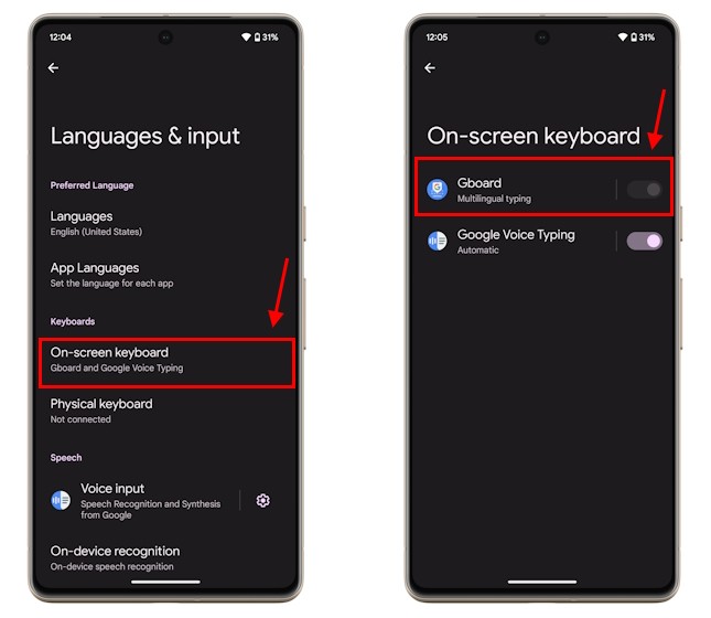 Tùy chọn Bàn Phím Trên Màn Hình trên Android