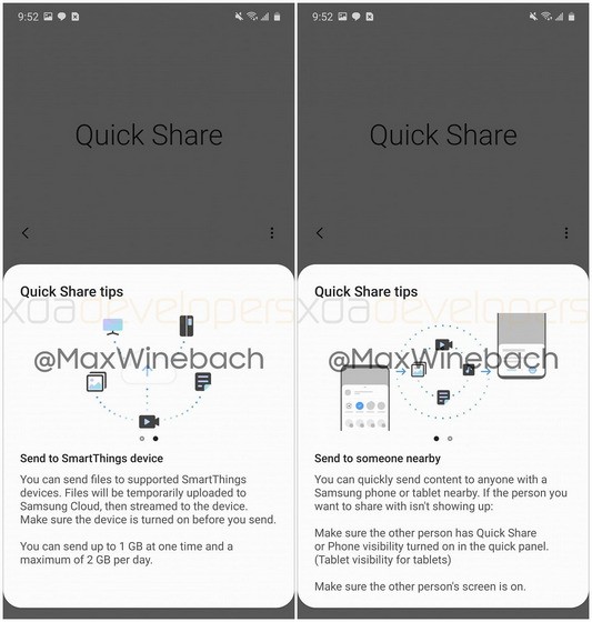 Tùy chọn chia sẻ trong ứng dụng Quick Share của Samsung