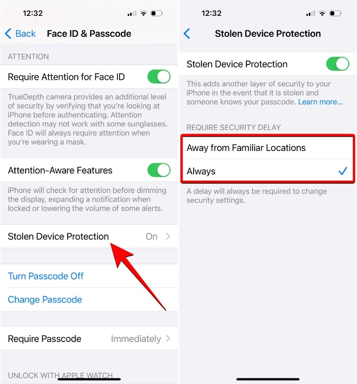 Tùy chọn Độ trễ Bảo mật cho Chế độ Chống Trộm Thiết bị trên iPhone
