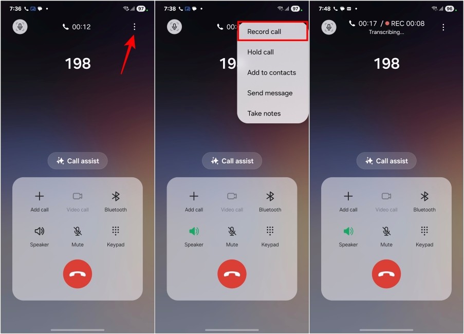 Tùy chọn Ghi âm cuộc gọi trên điện thoại Samsung