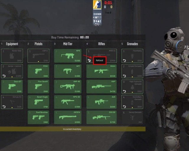 Tùy chọn hoàn tiền trong Counter-Strike 2
