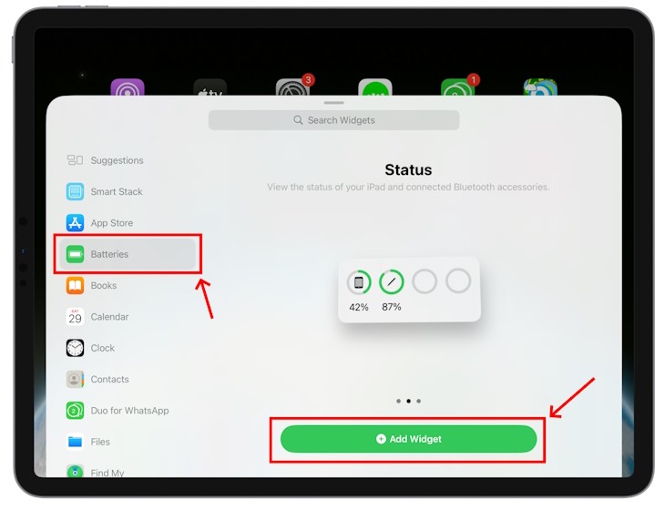 Tùy chọn kích thước widget pin trên iPad