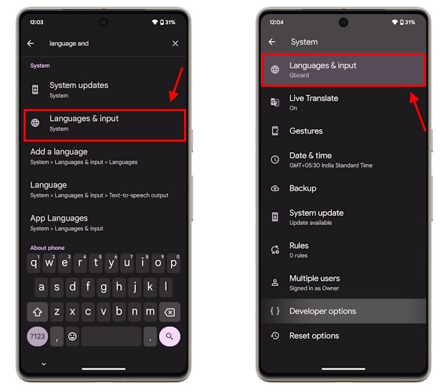 Tùy chọn Ngôn Ngữ và Phương Thức Nhập trên Android