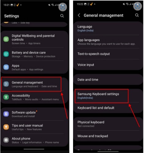 Tùy chọn Quản Lý Chung trên Samsung