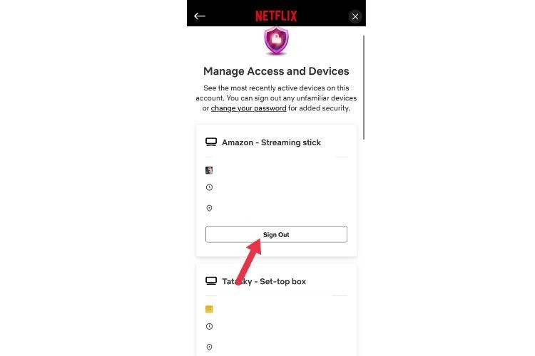 Tùy chọn quản lý và truy cập thiết bị trên Netflix
