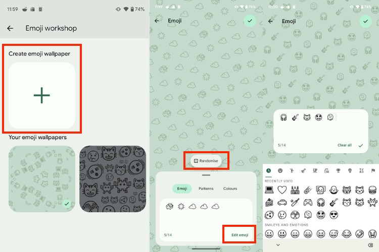 Tùy chọn tạo hình nền Emoji