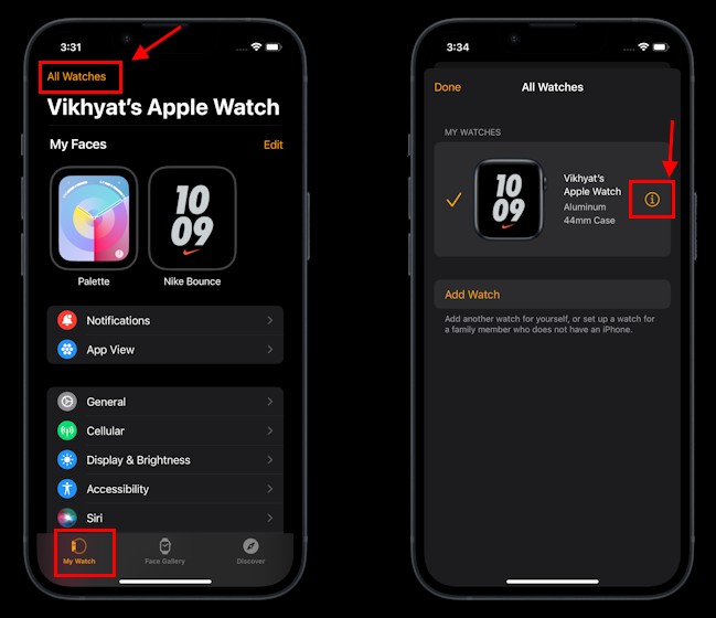 Tùy chọn Tất cả đồng hồ trong ứng dụng Watch trên iPhone