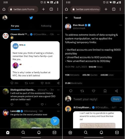 Twitter trên trình duyệt di động