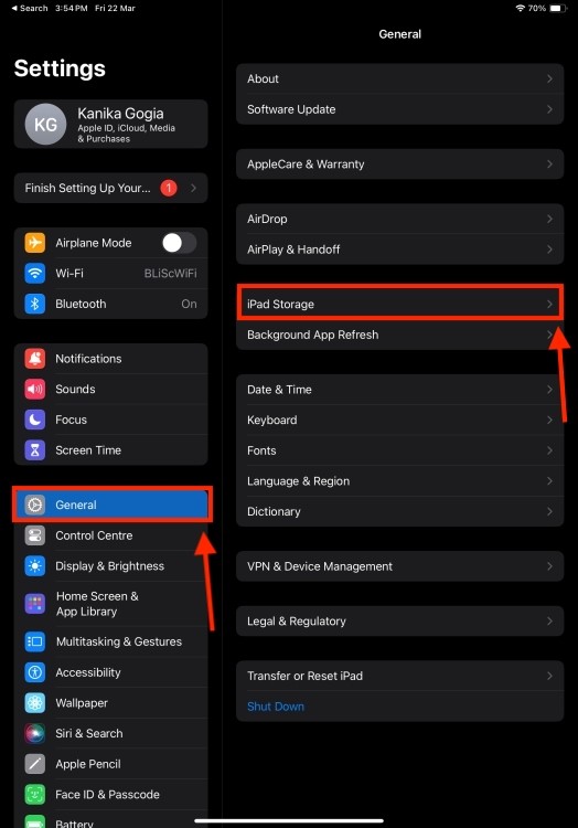 Ứng dụng Cài đặt iPad