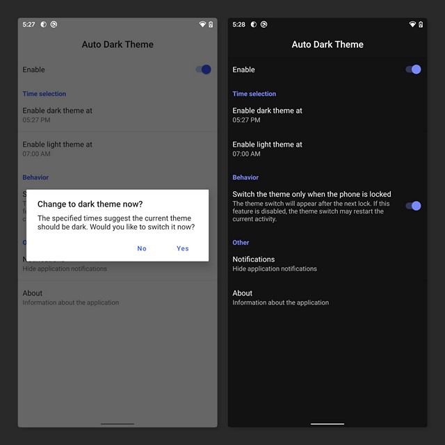 Ứng Dụng Tự Động Chuyển Đổi Chế Độ Tối Trên Android 10