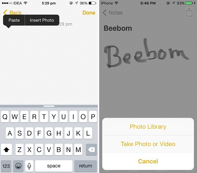 Ứng dụng Ghi Chú iOS 8 và iOS 9