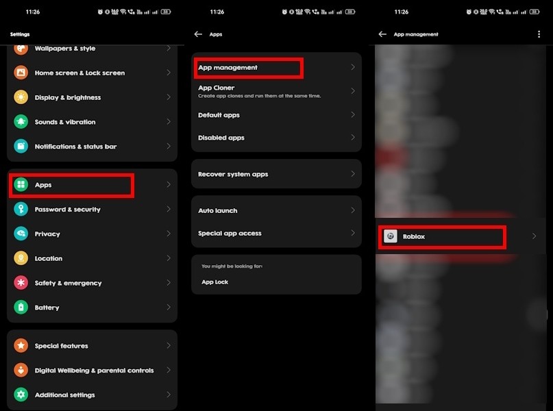 Ứng dụng Roblox trong phần cài đặt Android