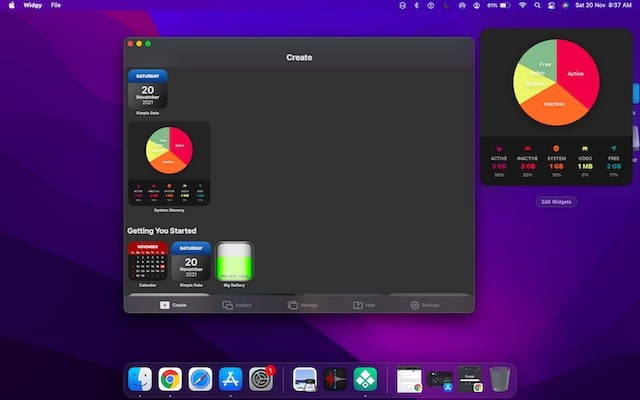Ứng dụng Widget Widgy cho Mac