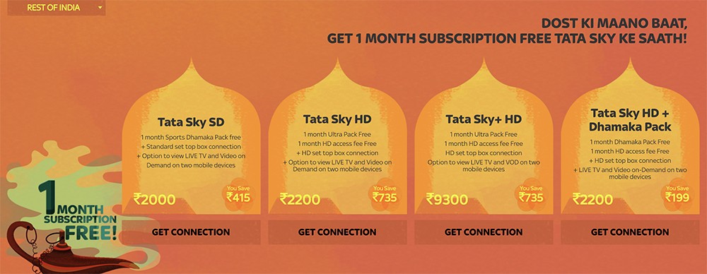Tata Sky Ưu Đãi Giảm Giá Đến 42% Cho Người Dùng Mới