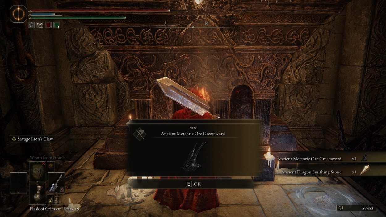 Vị trí Ancient Meteoric Ore Greatsword trong Elden Ring DLC