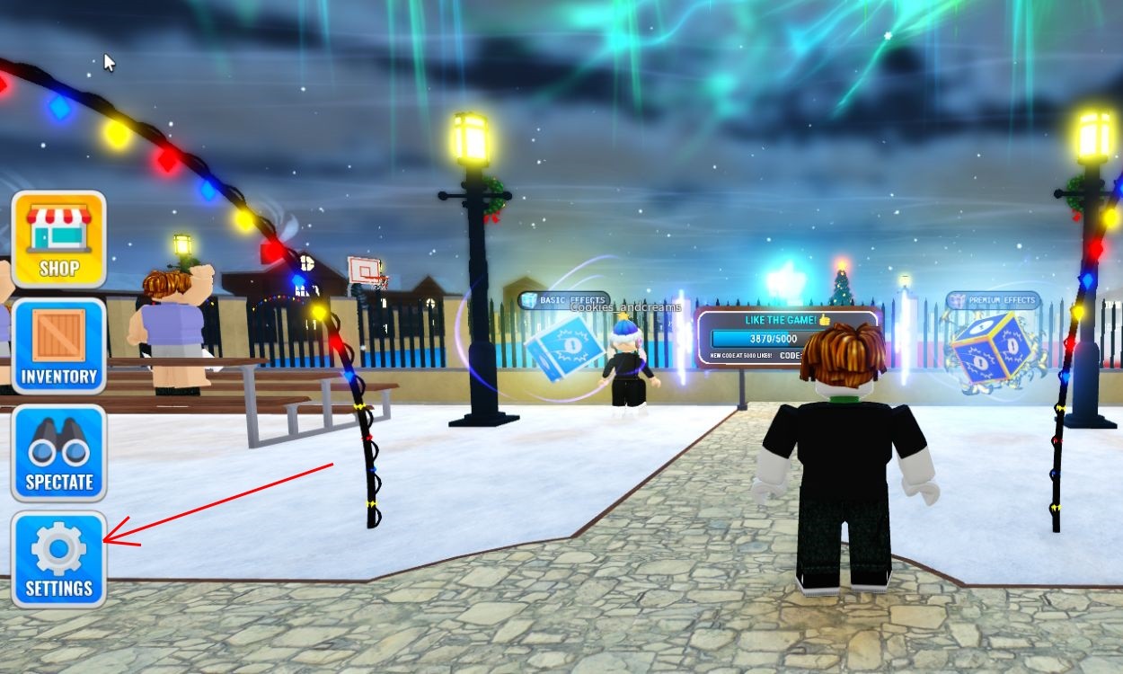 Vị trí nút Cài đặt trong game Dodgeball Legends