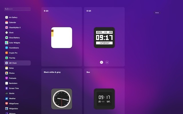 Widget MD Clock cho Mac