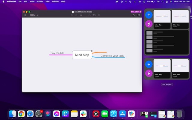 Widget MindNode cho Mac