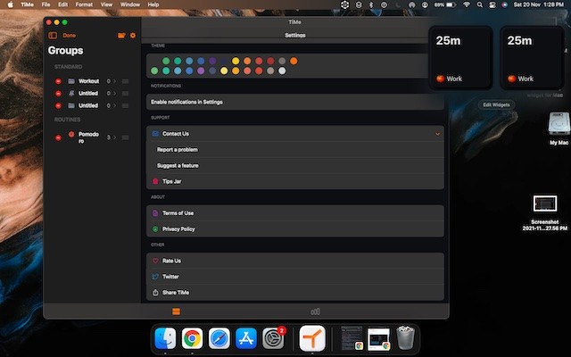 Widget theo dõi thời gian cho Mac