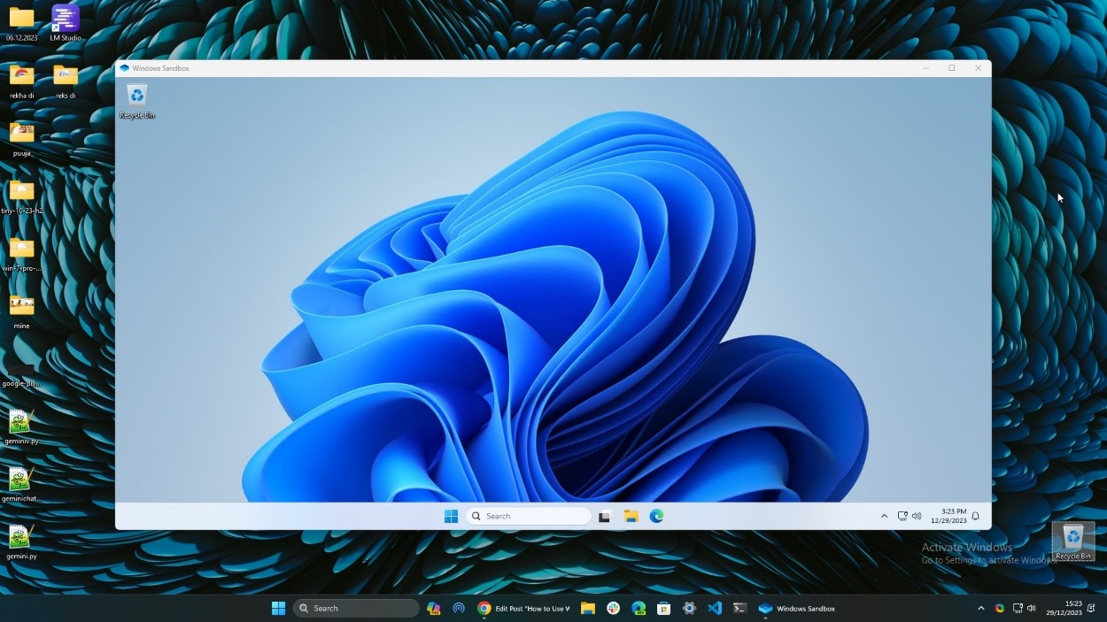 Windows Sandbox đã mở trong Windows 11