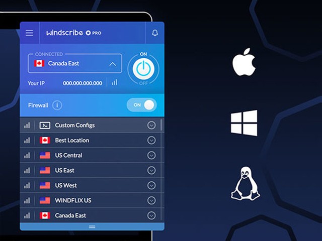 Windscribe VPN với băng thông không giới hạn