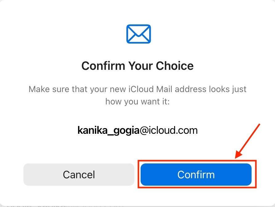 Xác nhận địa chỉ email của bạn trên iCloud Mail