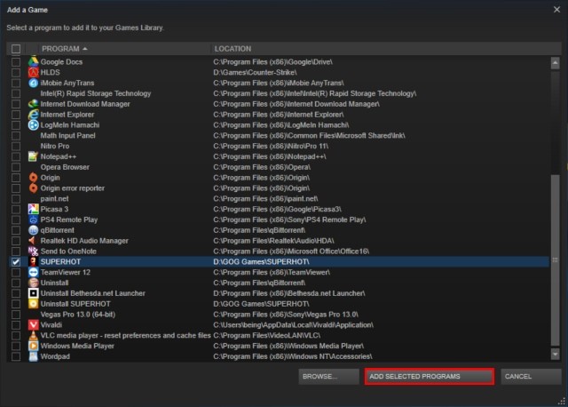 Xác nhận thêm game không phải Steam