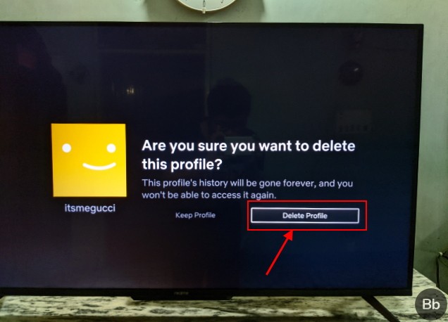 Xác nhận xóa hồ sơ trên Smart TV