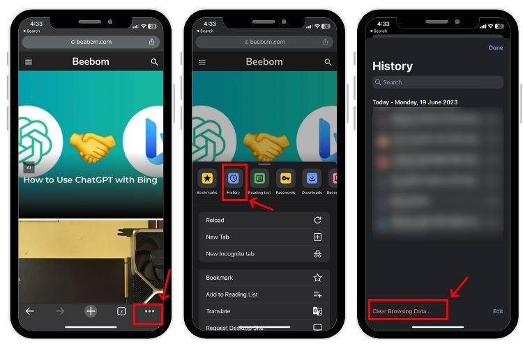 Xóa cache Chrome trên iPhone