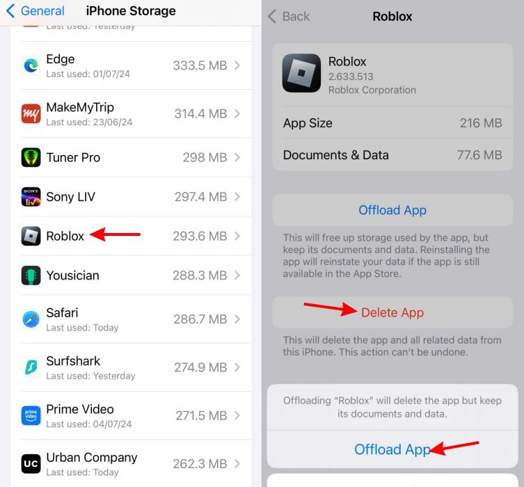 Xóa cache Roblox trên iOS bằng cách gỡ và cài đặt lại ứng dụng