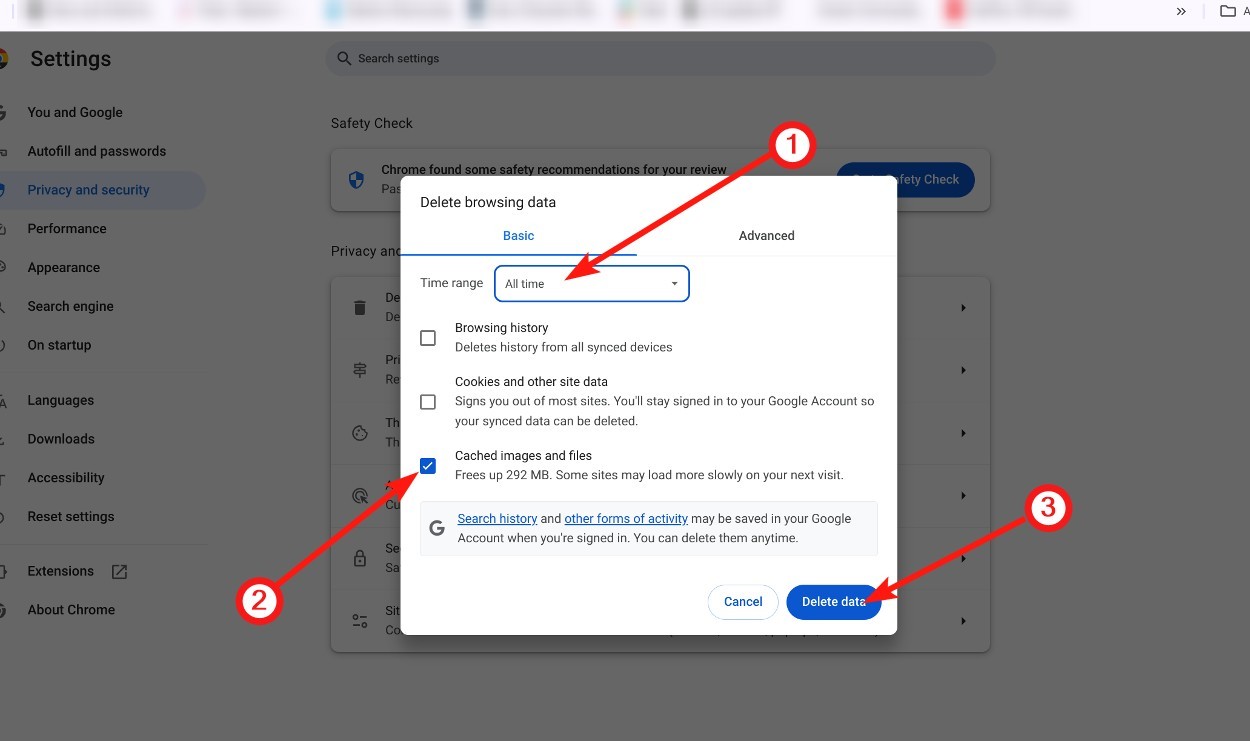 Xóa dữ liệu duyệt web trên Chrome