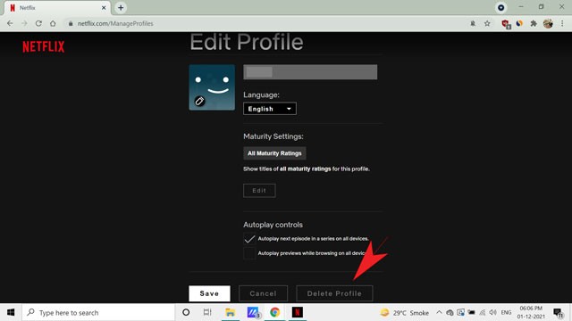 Xóa hồ sơ Netflix trên trình duyệt web