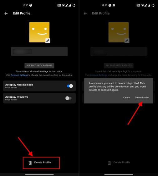 Xóa hồ sơ Netflix trên ứng dụng di động