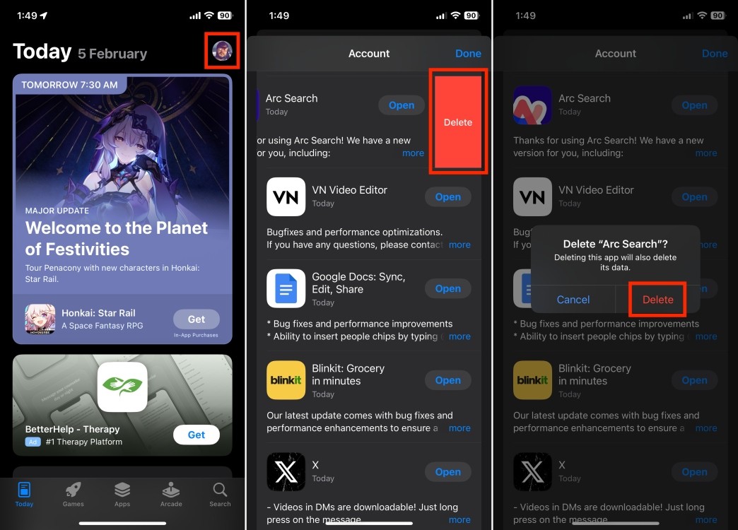 Xóa ứng dụng iPhone từ App Store