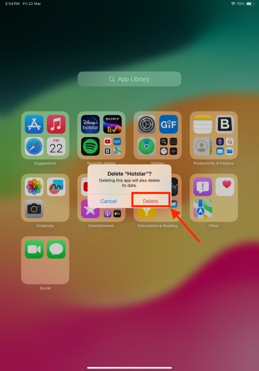 Xóa ứng dụng khỏi Thư viện ứng dụng trên iPadOS